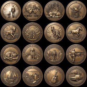 Fallen Hero Memorial Coin Engraving File, Veteran Military Bronze Relief PNG