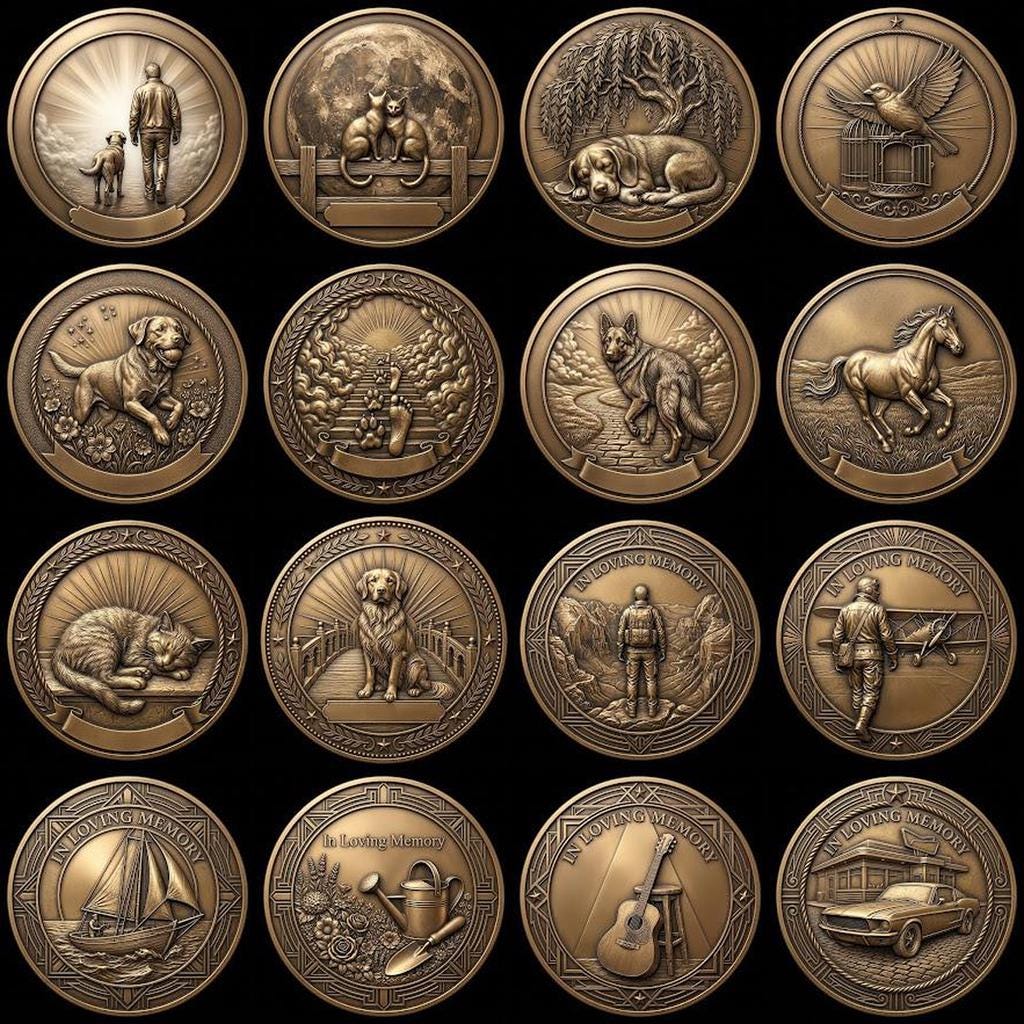 Fallen Hero Memorial Coin Engraving File, Veteran Military Bronze Relief PNG