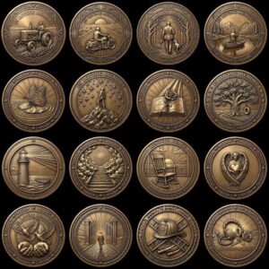 Fallen Hero Memorial Coin Engraving File, Veteran Military Bronze Relief PNG