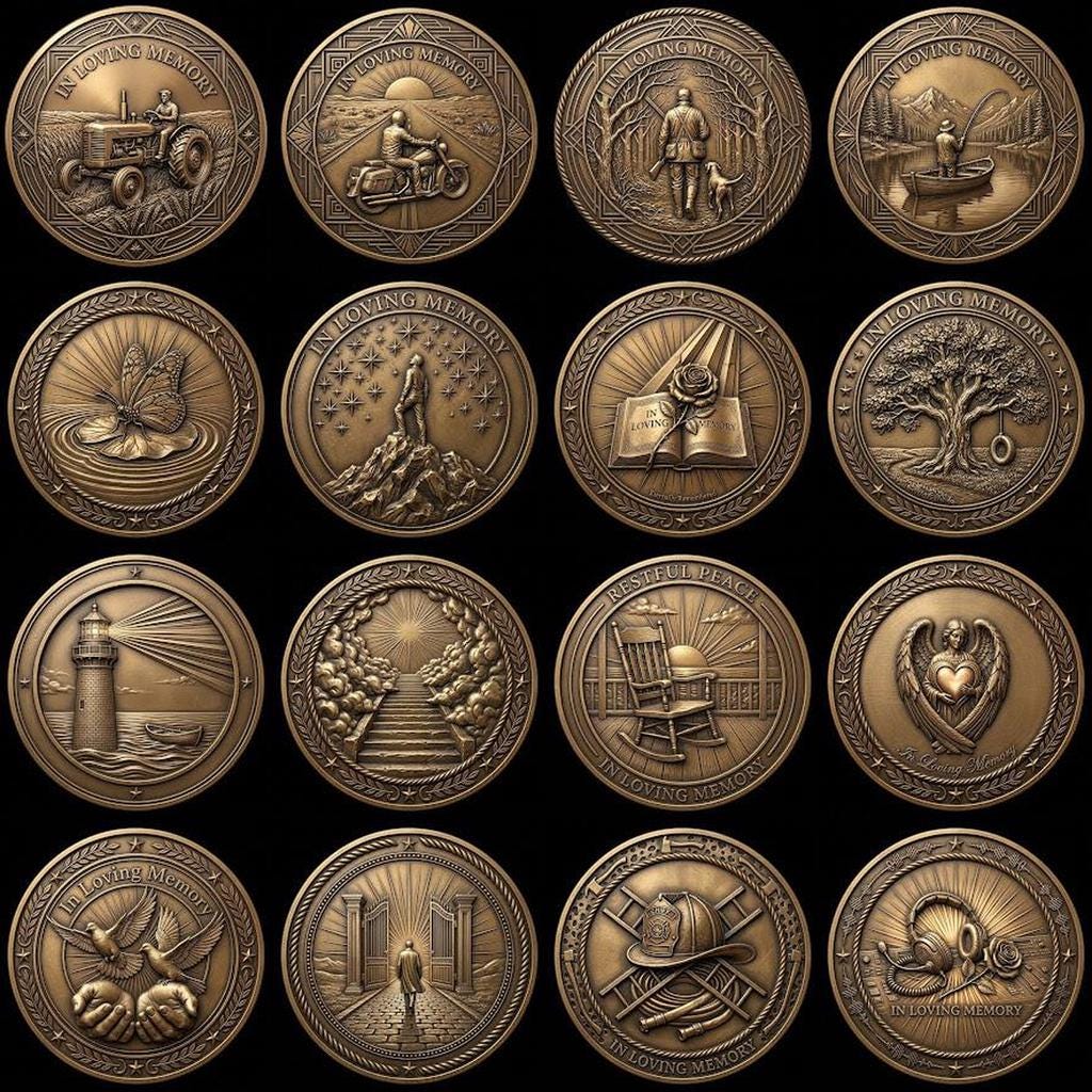 Fallen Hero Memorial Coin Engraving File, Veteran Military Bronze Relief PNG