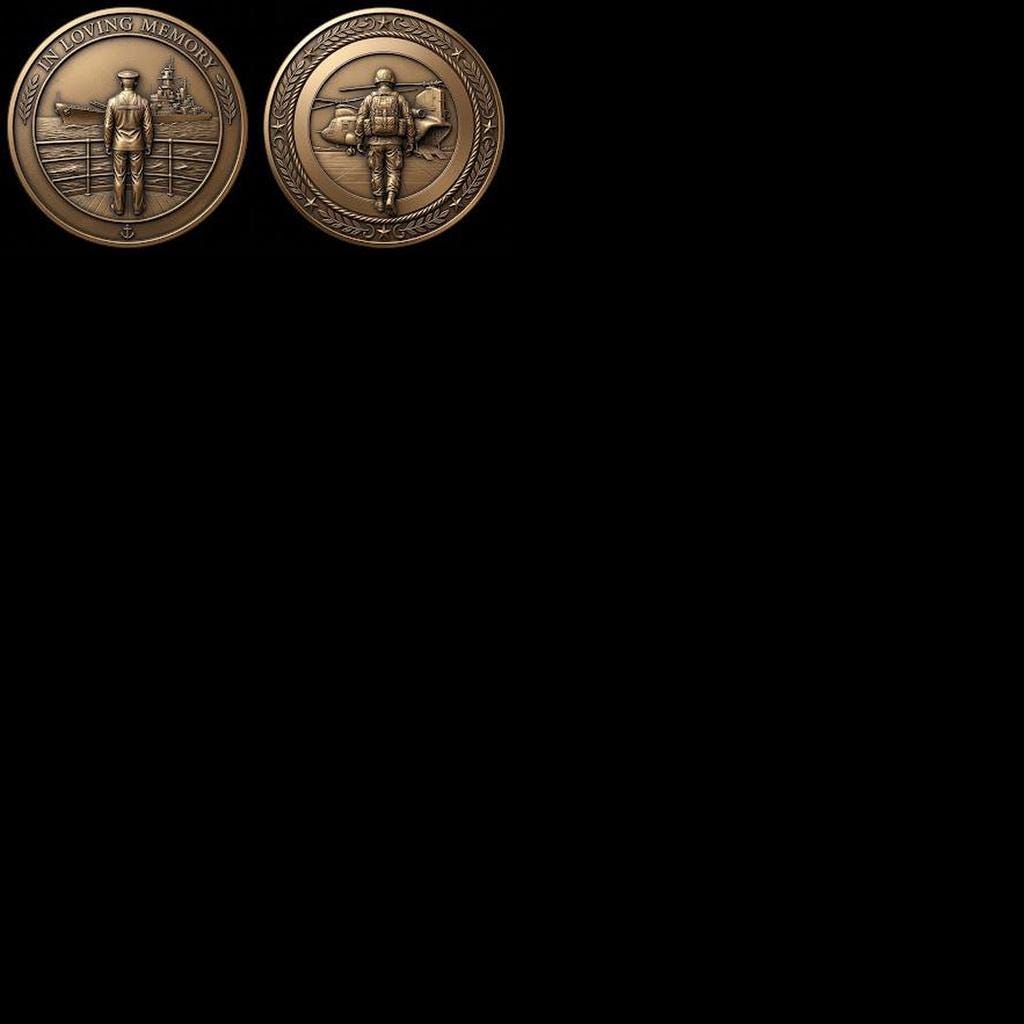 Fallen Hero Memorial Coin Engraving File, Veteran Military Bronze Relief PNG