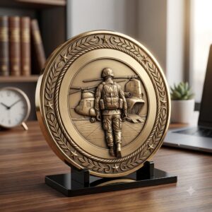 Fallen Hero Memorial Coin Engraving File, Veteran Military Bronze Relief PNG