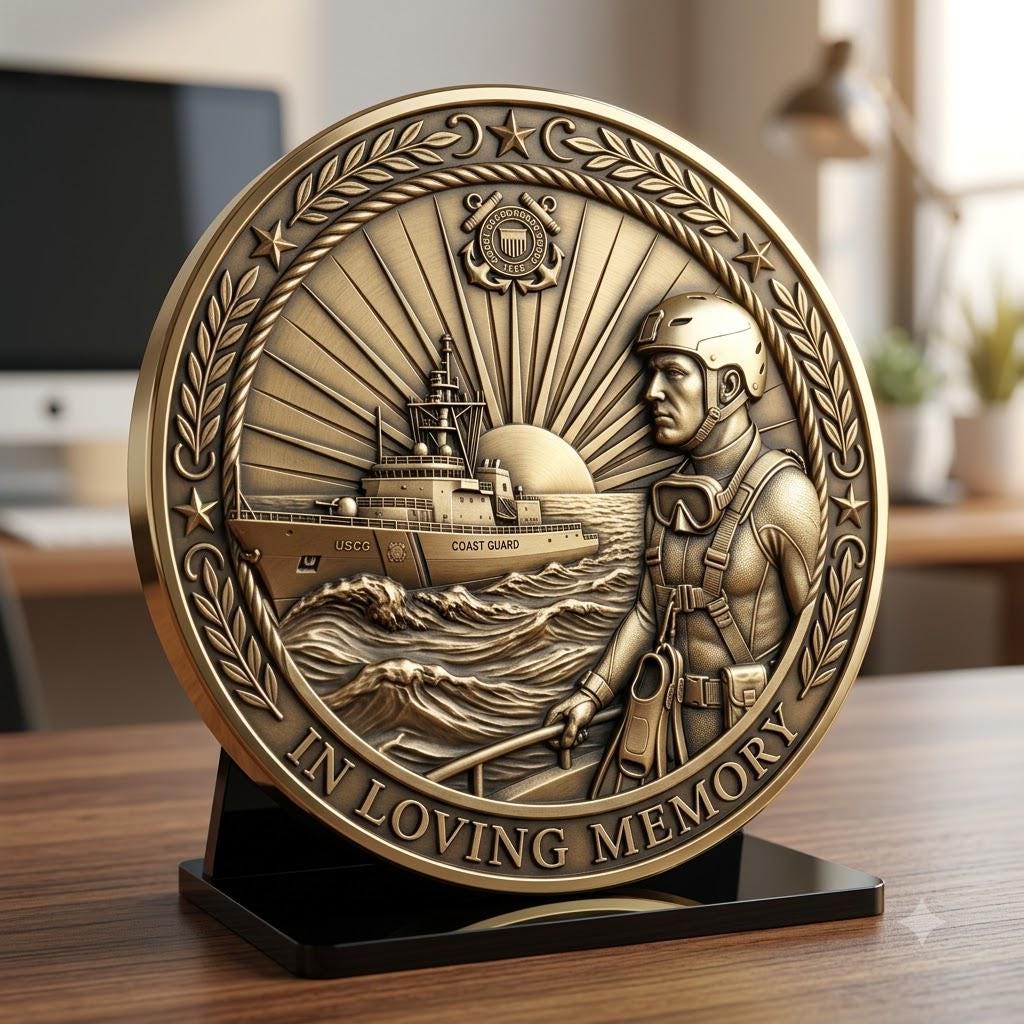 Fallen Hero Memorial Coin Engraving File, Veteran Military Bronze Relief PNG