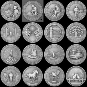 Fallen Hero Memorial Coin Engraving File, Veteran Military Bronze Relief PNG