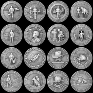 Fallen Hero Memorial Coin Engraving File, Veteran Military Bronze Relief PNG