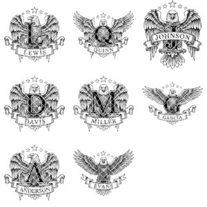 Family Crest Monograms, Alphabet Logos for Engraving, Custom Surname Designs