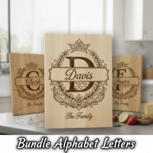 Family Name Monogram, Alphabet Bundle for Custom Laser Engraved Boards