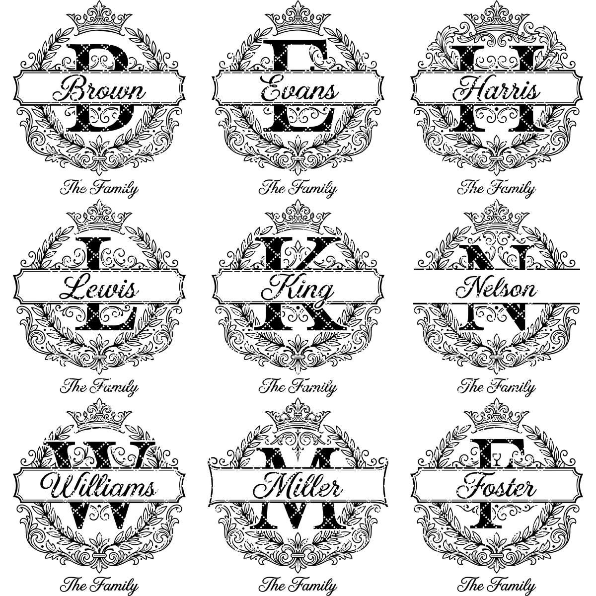 Family Name Monogram, Alphabet Bundle for Custom Laser Engraved Boards