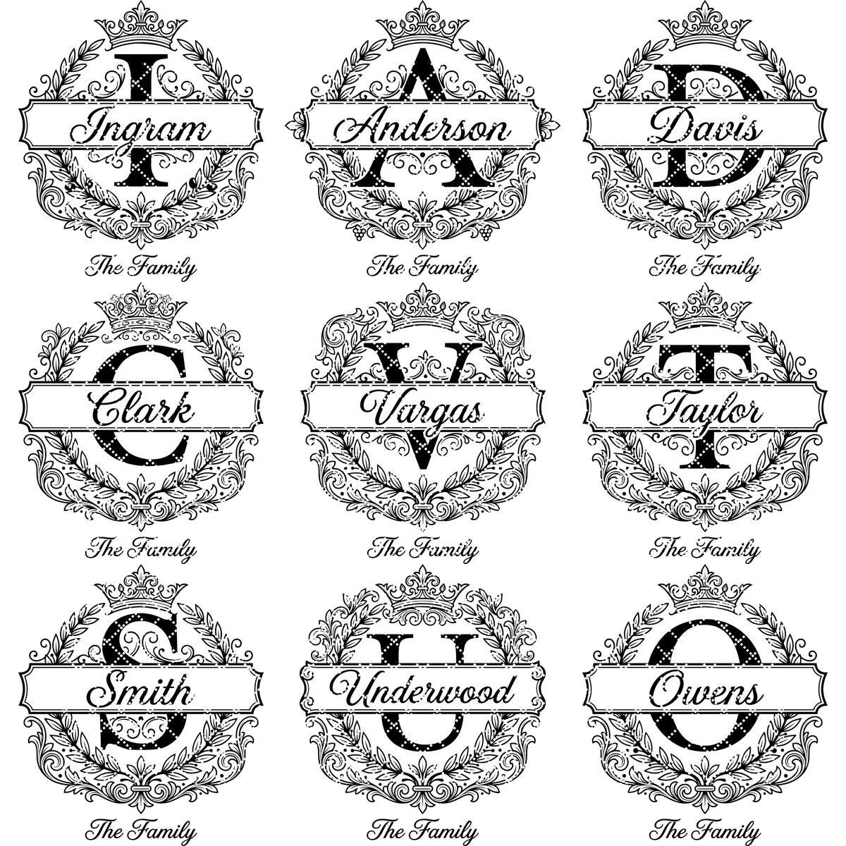 Family Name Monogram, Alphabet Bundle for Custom Laser Engraved Boards