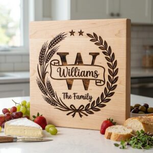 Farmhouse Wreath Monogram Alphabet, Surname Engraving for Custom Boards