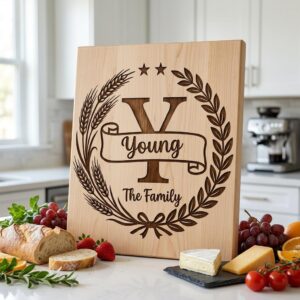 Farmhouse Wreath Monogram Alphabet, Surname Engraving for Custom Boards
