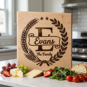 Farmhouse Wreath Monogram Alphabet, Surname Engraving for Custom Boards
