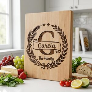 Farmhouse Wreath Monogram Alphabet, Surname Engraving for Custom Boards