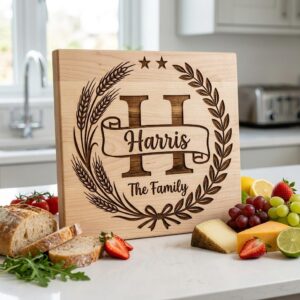 Farmhouse Wreath Monogram Alphabet, Surname Engraving for Custom Boards