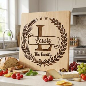 Farmhouse Wreath Monogram Alphabet, Surname Engraving for Custom Boards