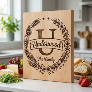 Farmhouse Wreath Monogram Alphabet, Surname Engraving for Custom Boards