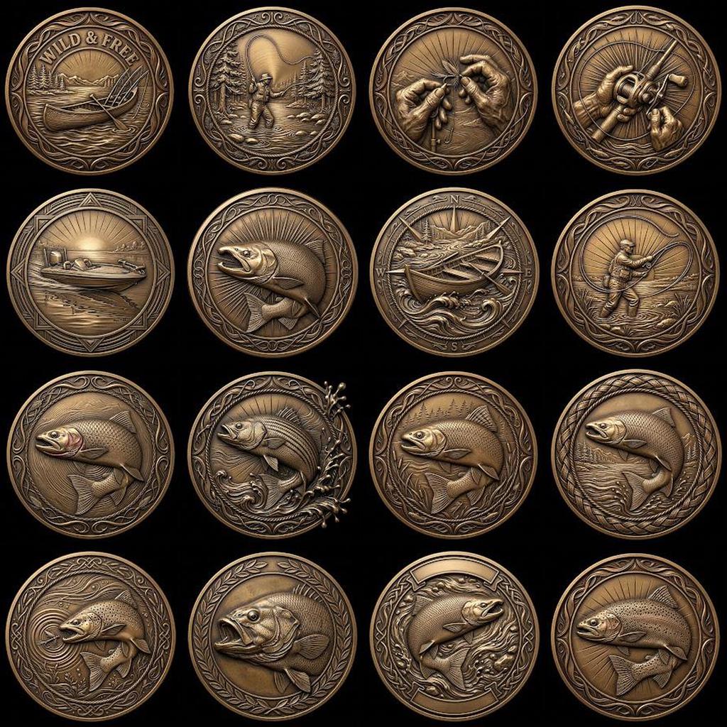 Fish Portrait Depth Map for Laser Coin Engraving, 3D Bronze Relief Art