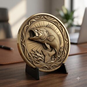 Fish Portrait Depth Map for Laser Coin Engraving, 3D Bronze Relief Art
