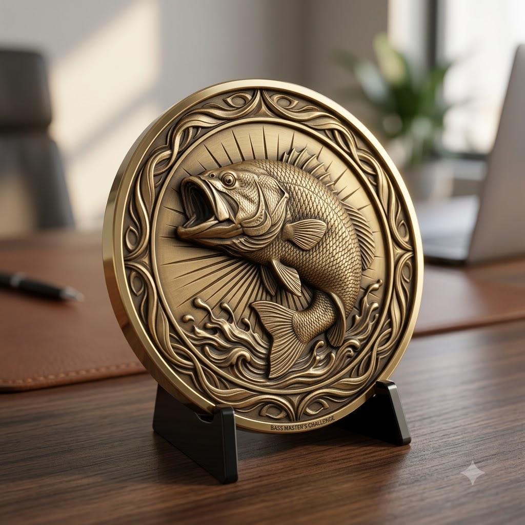 Fish Portrait Depth Map for Laser Coin Engraving, 3D Bronze Relief Art