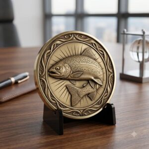 Fish Portrait Depth Map for Laser Coin Engraving, 3D Bronze Relief Art
