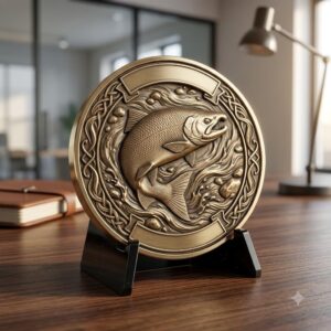Fish Portrait Depth Map for Laser Coin Engraving, 3D Bronze Relief Art