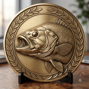 Fish Portrait Depth Map for Laser Coin Engraving, 3D Bronze Relief Art