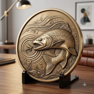 Fish Portrait Depth Map for Laser Coin Engraving, 3D Bronze Relief Art
