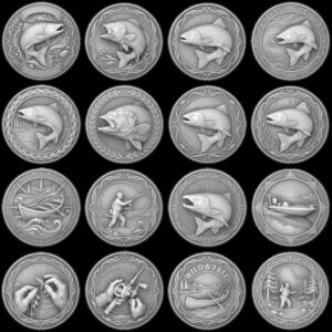 Fish Portrait Depth Map for Laser Coin Engraving, 3D Bronze Relief Art