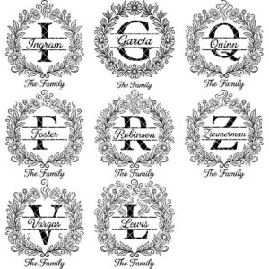 Floral Surname Monogram, Custom Family Name Logo for Laser Engraving