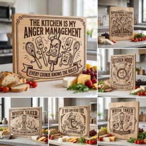 Funny kitchen board engraving designs, sarcastic farmhouse Glowforge files
