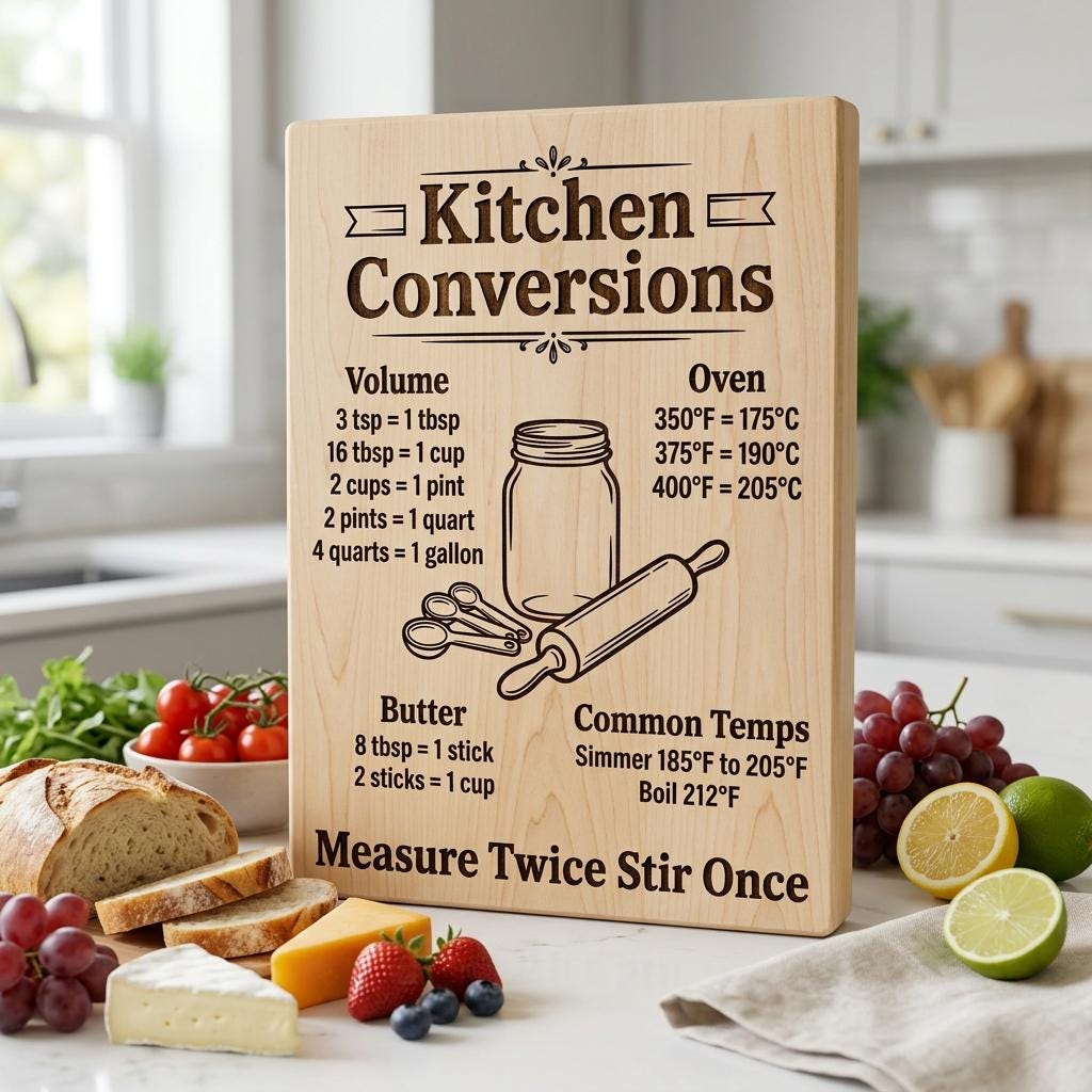 Funny Kitchen Board Engraving, Rustic Charcuterie and Cheat Sheet Designs