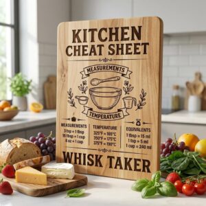 Funny Kitchen Board Engraving, Rustic Charcuterie and Cheat Sheet Designs