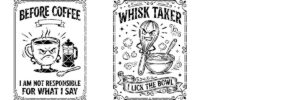 Funny Kitchen Humor Board Designs, Sassy Vintage Engraving for Charcuterie