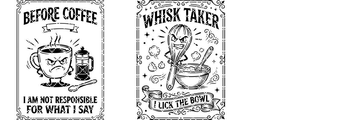 Funny Kitchen Humor Board Designs, Sassy Vintage Engraving for Charcuterie
