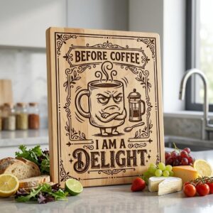 Funny Kitchen Humor Board Designs, Sassy Vintage Engraving for Charcuterie
