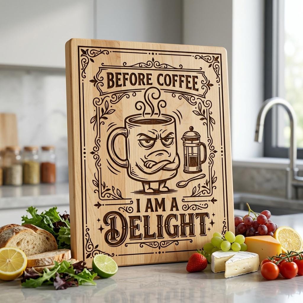 Funny Kitchen Humor Board Designs, Sassy Vintage Engraving for Charcuterie