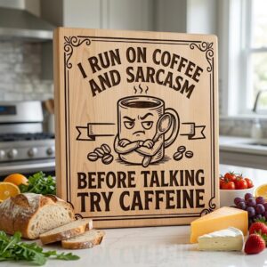 Funny Kitchen Humor Board Designs, Sassy Vintage Engraving for Charcuterie