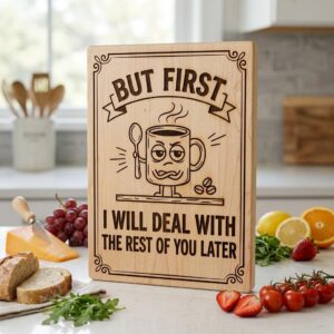 Funny Kitchen Humor Board Designs, Sassy Vintage Engraving for Charcuterie