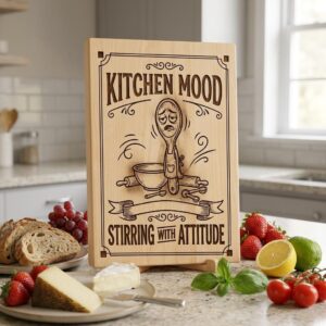 Funny Kitchen Humor Board Designs, Sassy Vintage Engraving for Charcuterie