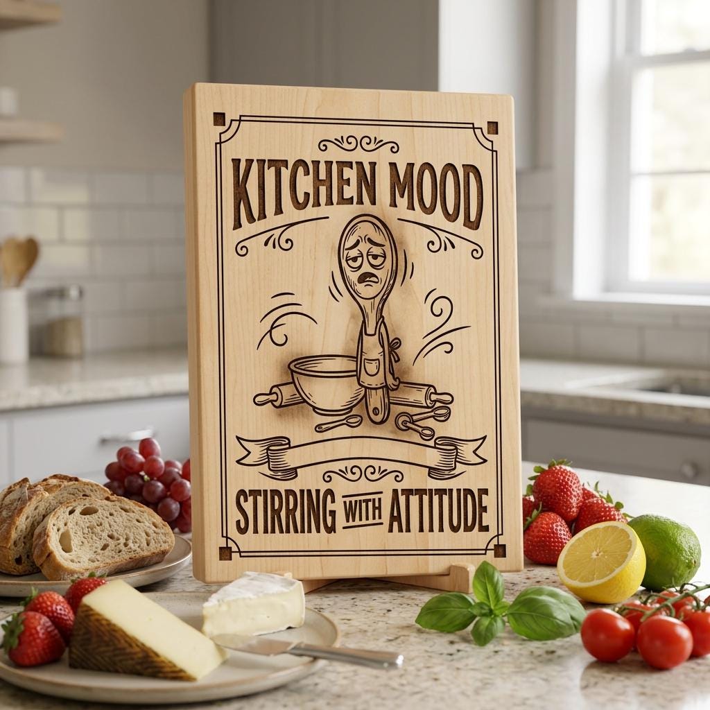 Funny Kitchen Humor Board Designs, Sassy Vintage Engraving for Charcuterie
