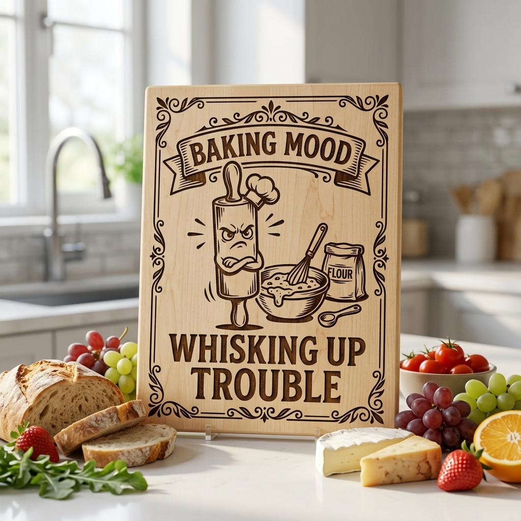 Funny Kitchen Humor Board Designs, Sassy Vintage Engraving for Charcuterie
