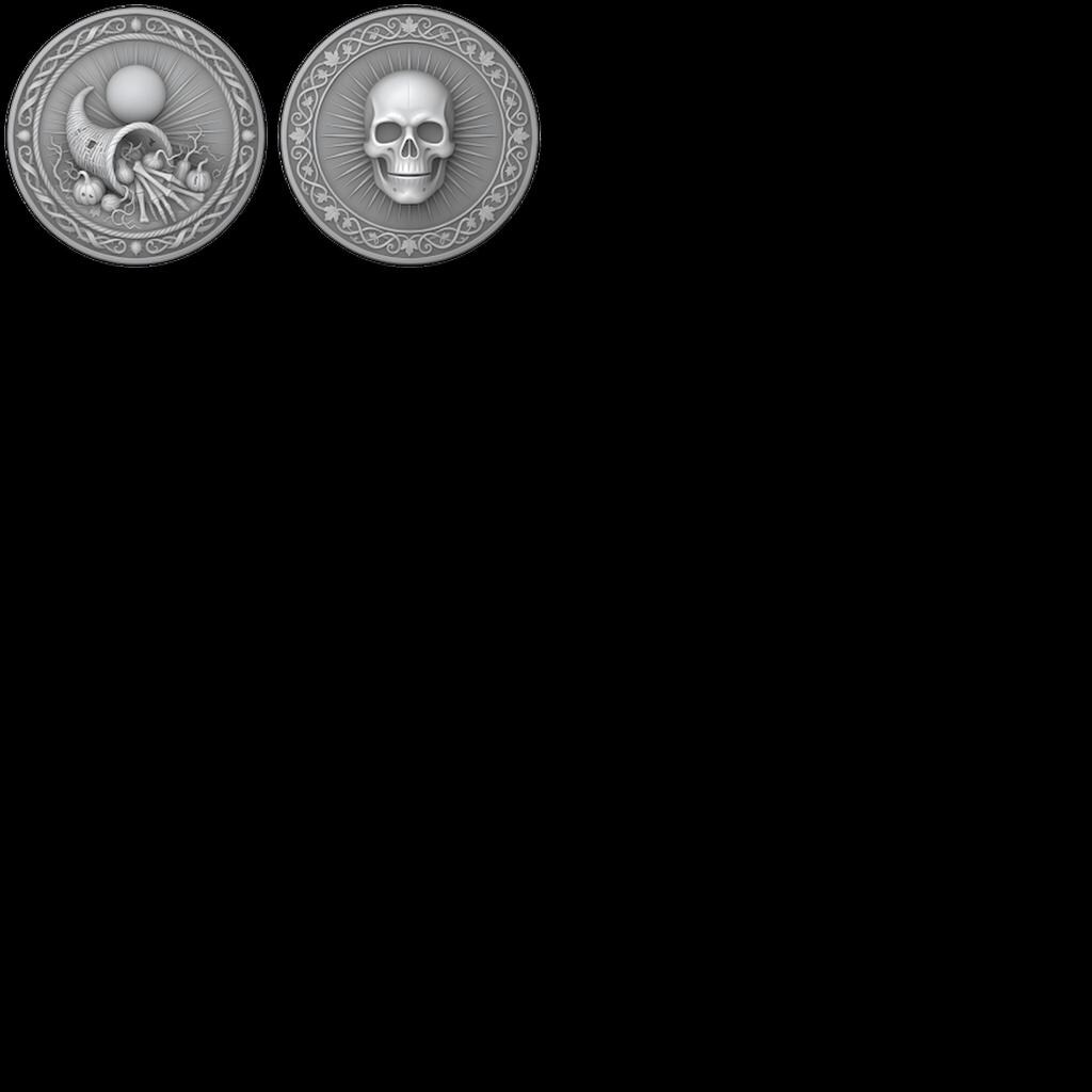 Gothic Monster Coin Engraving, Numismatic Depth Map Laser Relief File