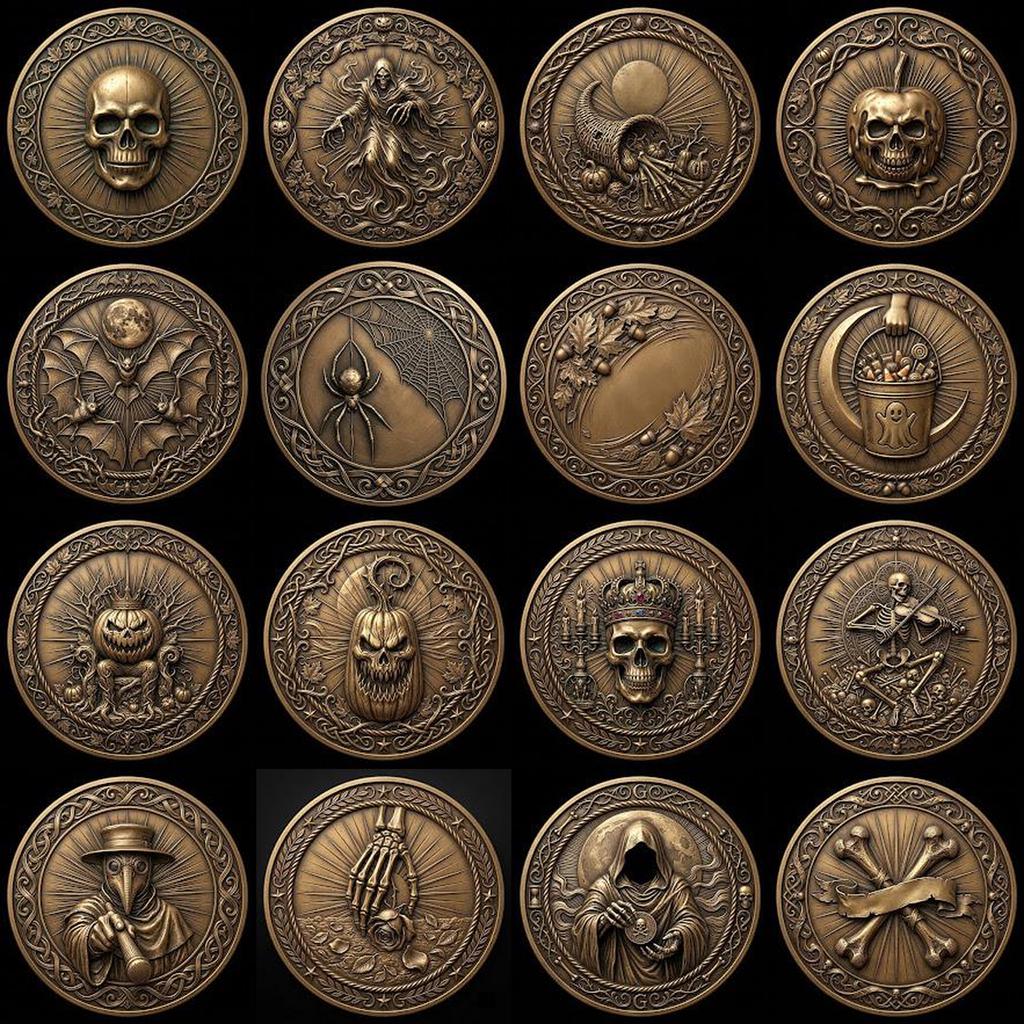 Gothic Monster Coin Engraving, Numismatic Depth Map Laser Relief File