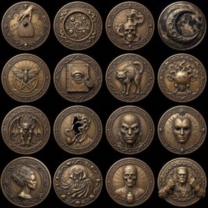 Gothic Monster Coin Engraving, Numismatic Depth Map Laser Relief File