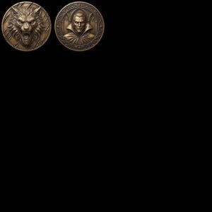 Gothic Monster Coin Engraving, Numismatic Depth Map Laser Relief File