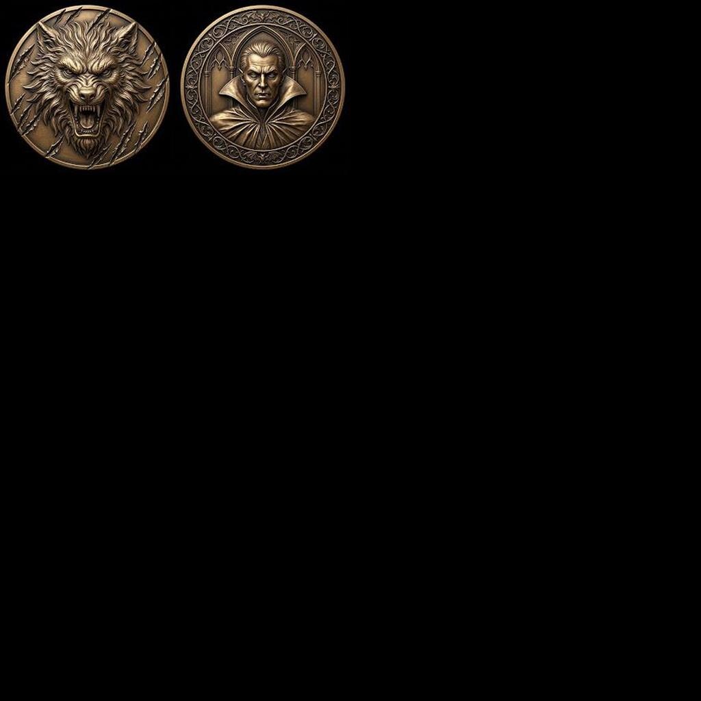 Gothic Monster Coin Engraving, Numismatic Depth Map Laser Relief File