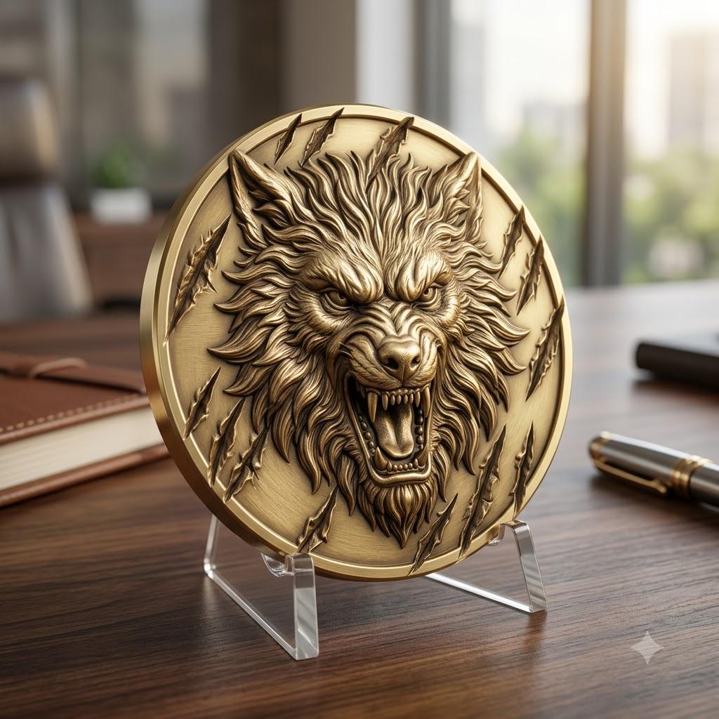Gothic Monster Coin Engraving, Numismatic Depth Map Laser Relief File