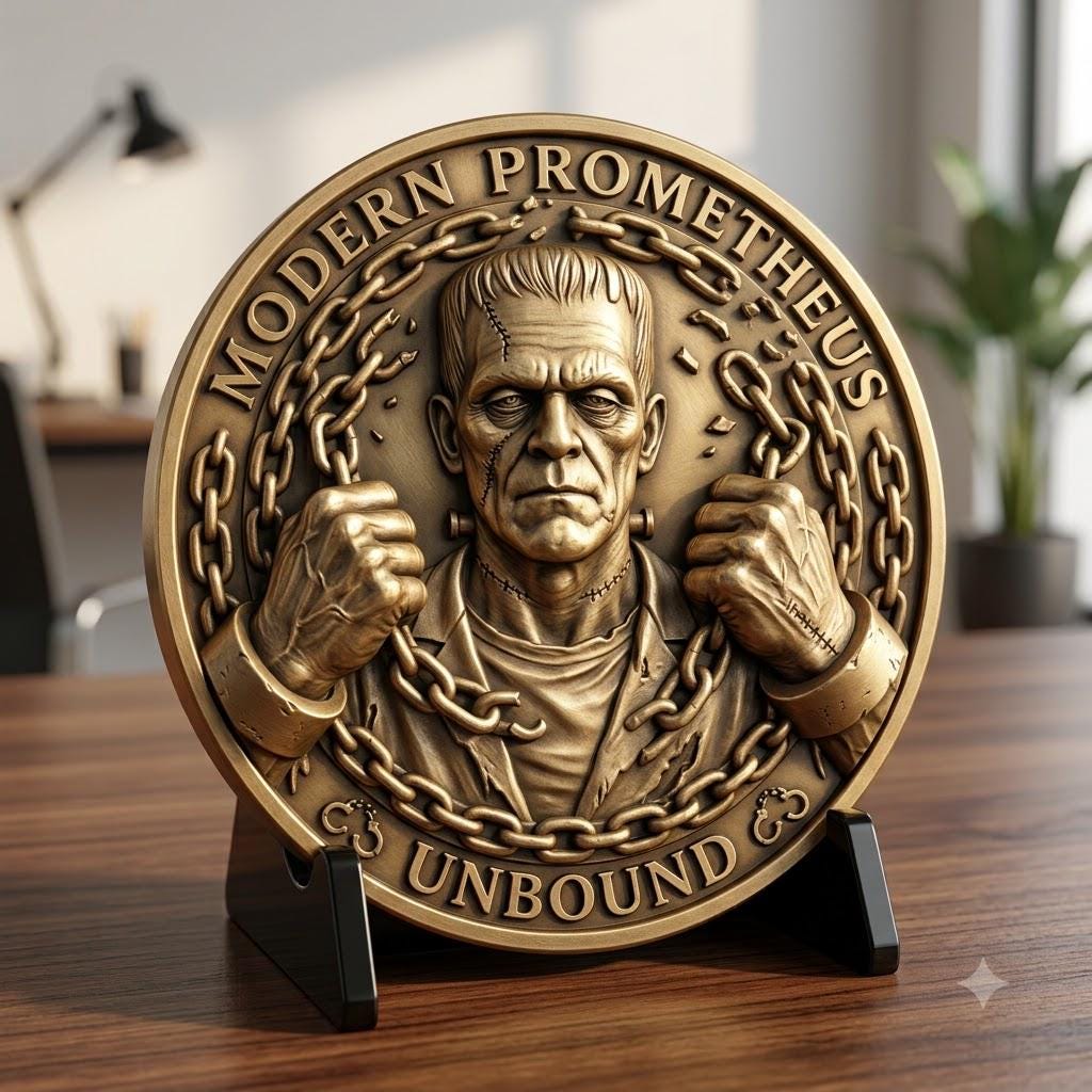 Gothic Monster Coin Engraving, Numismatic Depth Map Laser Relief File