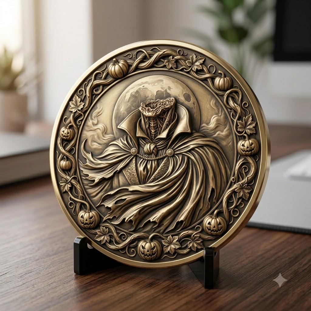 Gothic Monster Coin Engraving, Numismatic Depth Map Laser Relief File