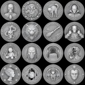 Gothic Monster Coin Engraving, Numismatic Depth Map Laser Relief File